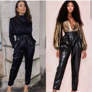 House of CB Black Fully Lined Faux Leather Pants XS
